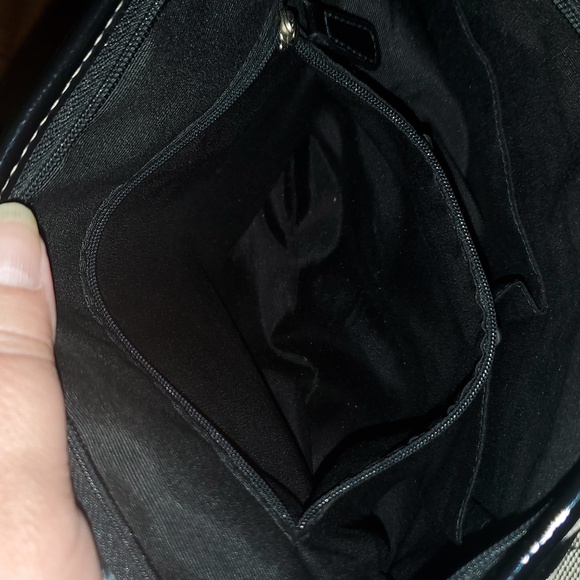 Coach Signature Black and Gray Women's Crossbody Bag. 12" Wide X 10" Tall. - Picture 7 of 13